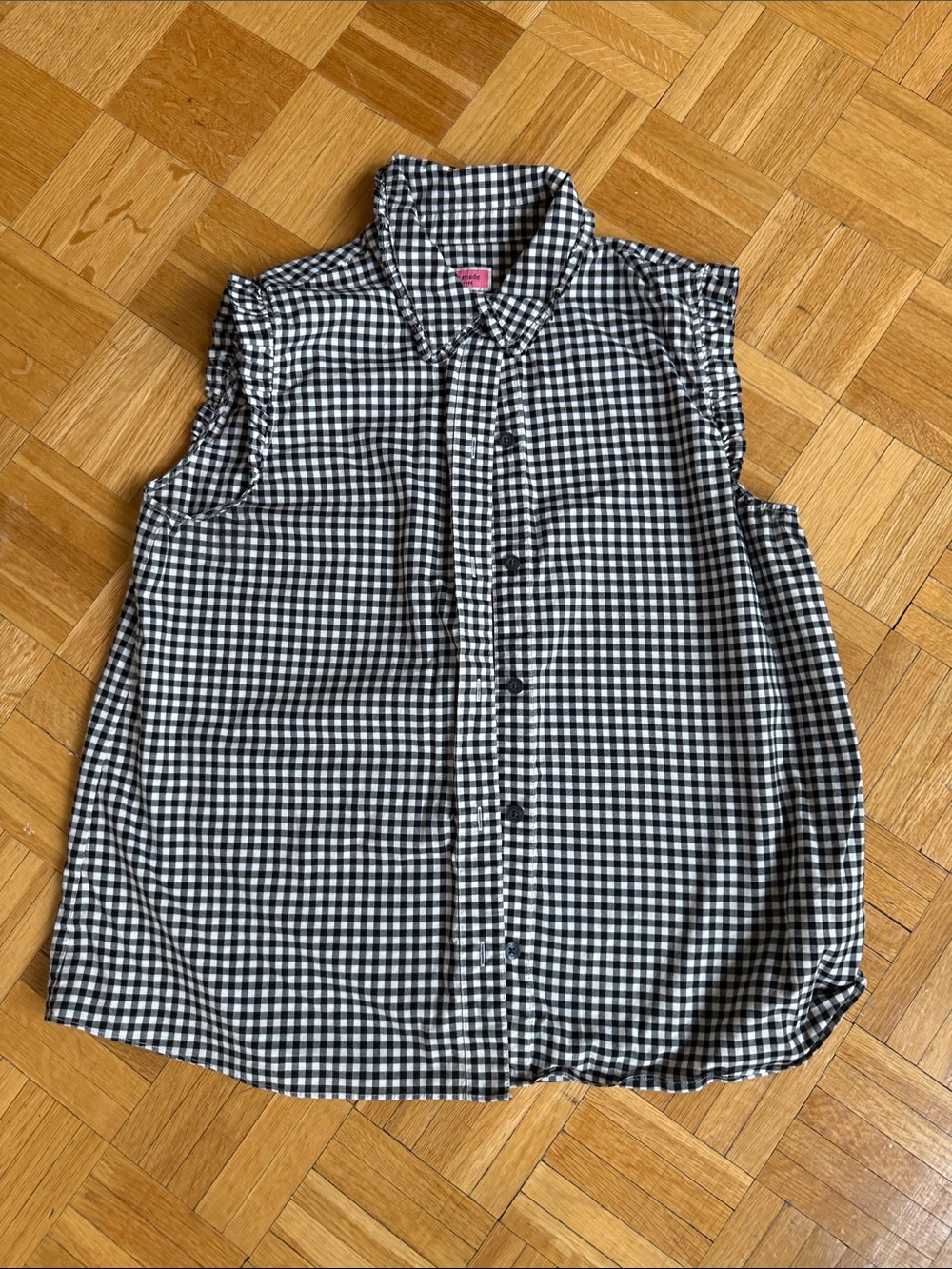 kate spade Black and White Gingham Button-Down Sleeveless Shirt
